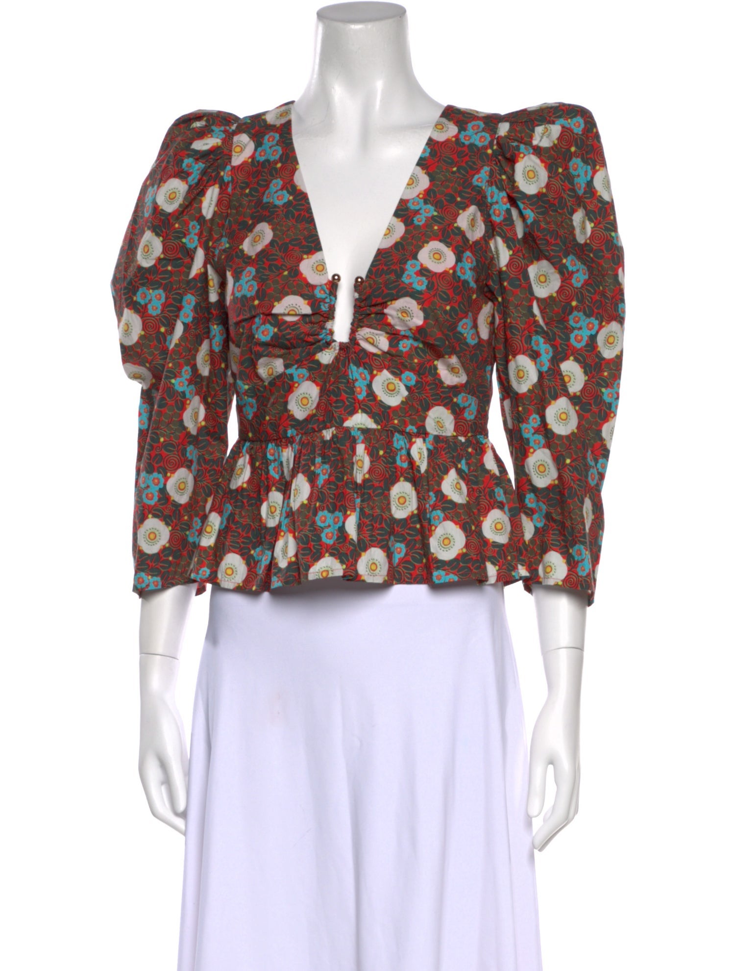 RHODE Floral Print V-Neck Crop Top