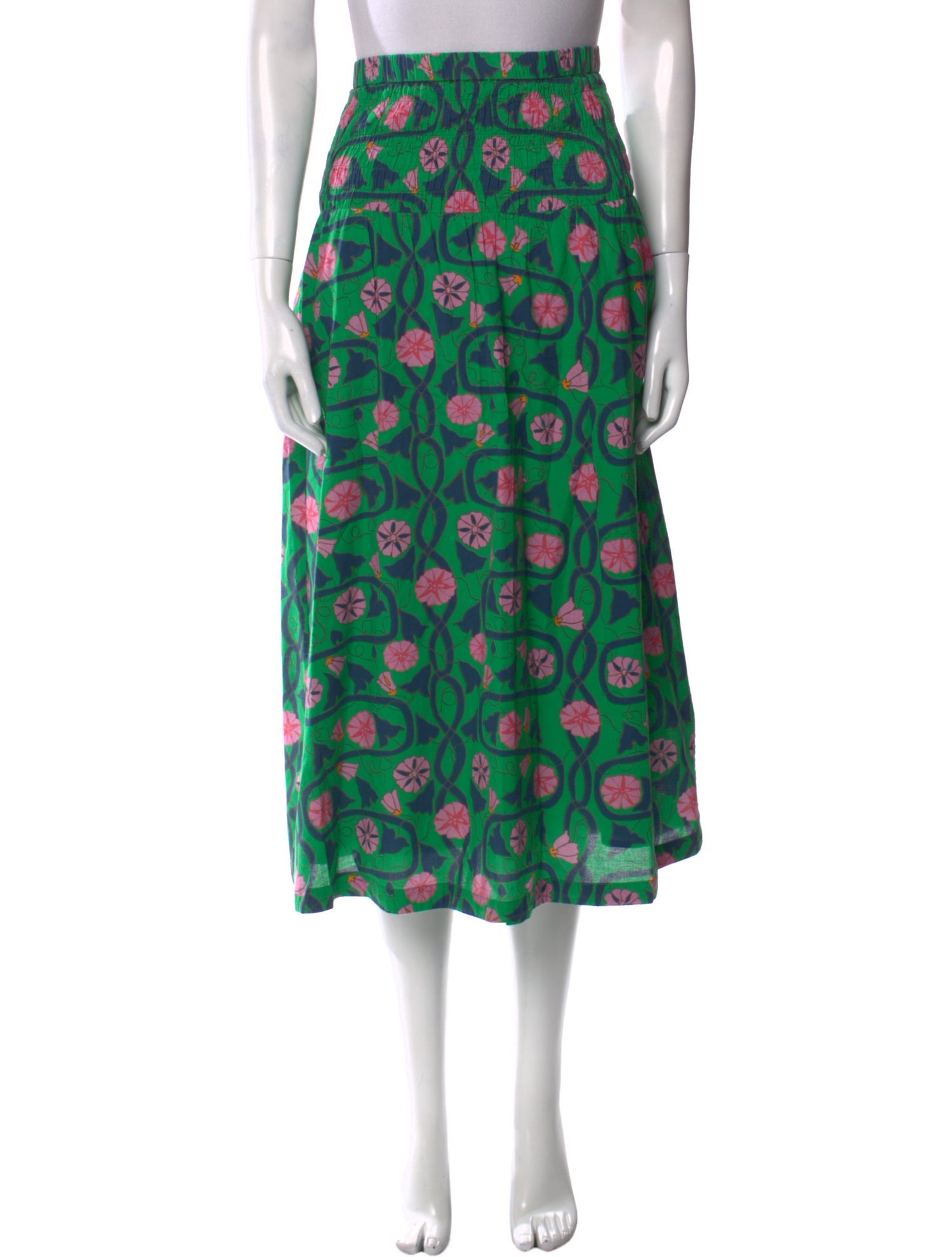 RHODE Floral Print Midi Length Skirt