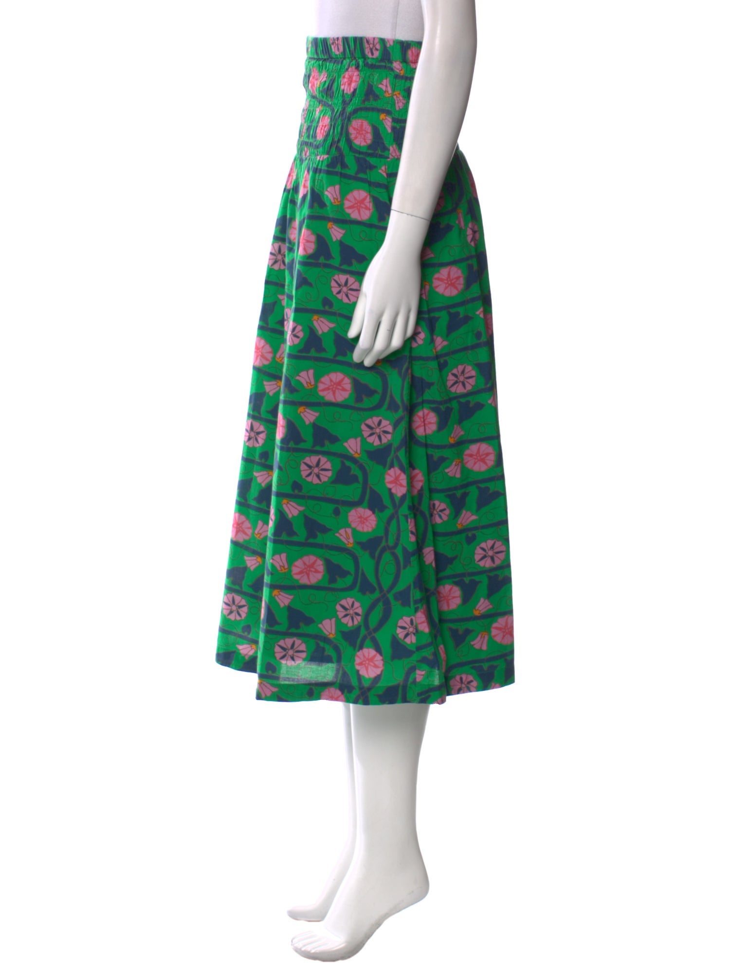 RHODE Floral Print Midi Length Skirt