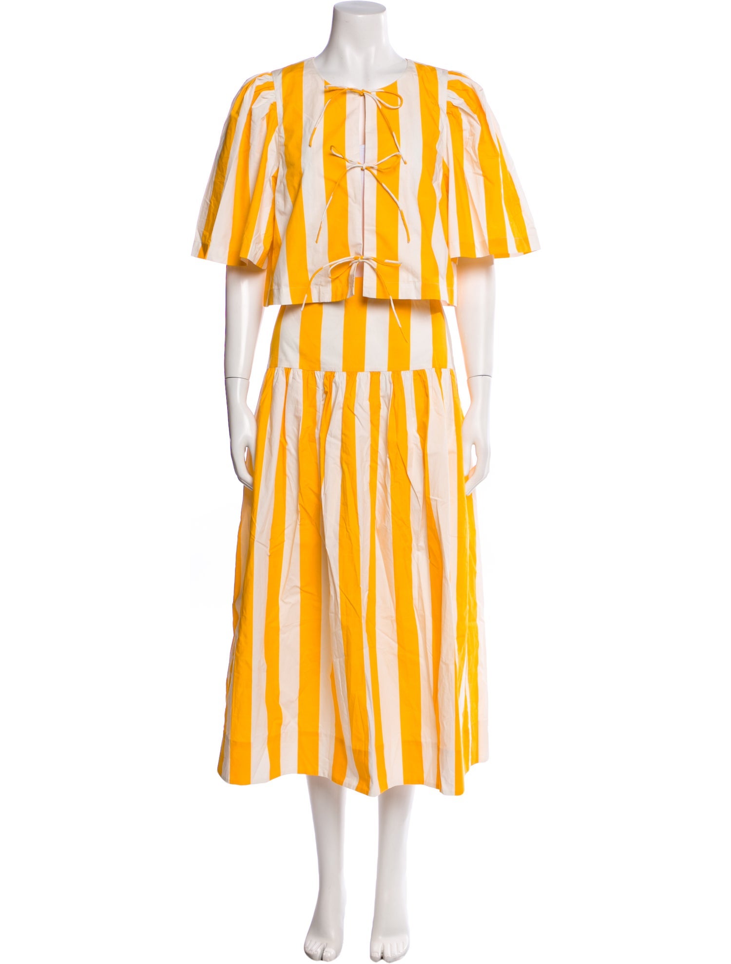 RHODE Striped Pleated Accents Skirt Set