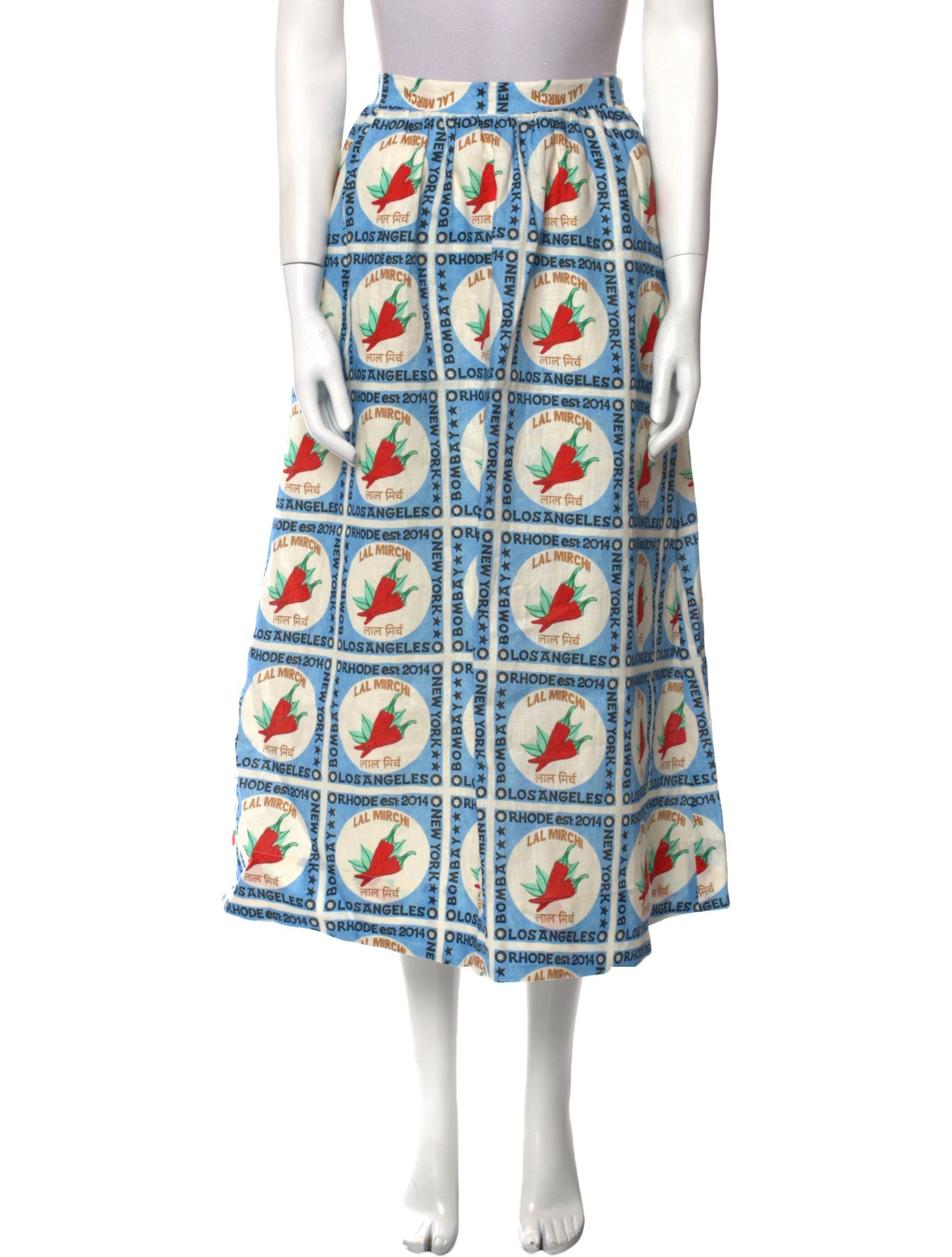 RHODE Linen Midi Length Skirt