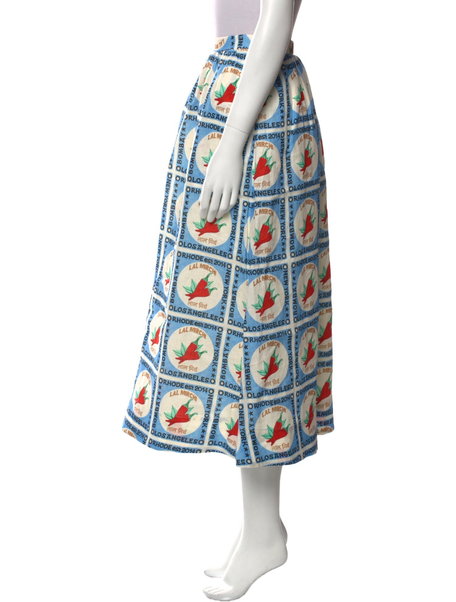 RHODE Linen Midi Length Skirt