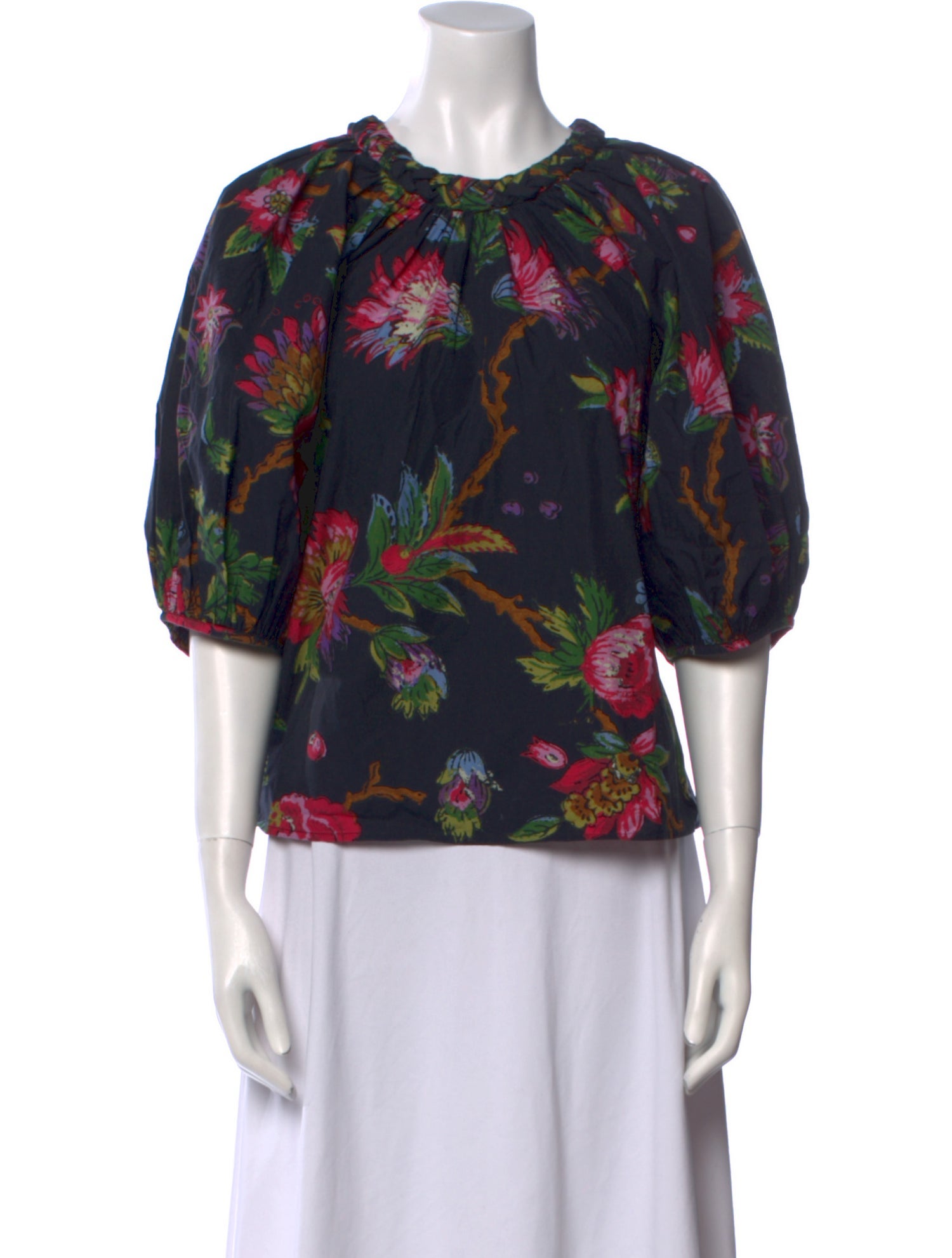RHODE Floral Print Crew Neck Blouse