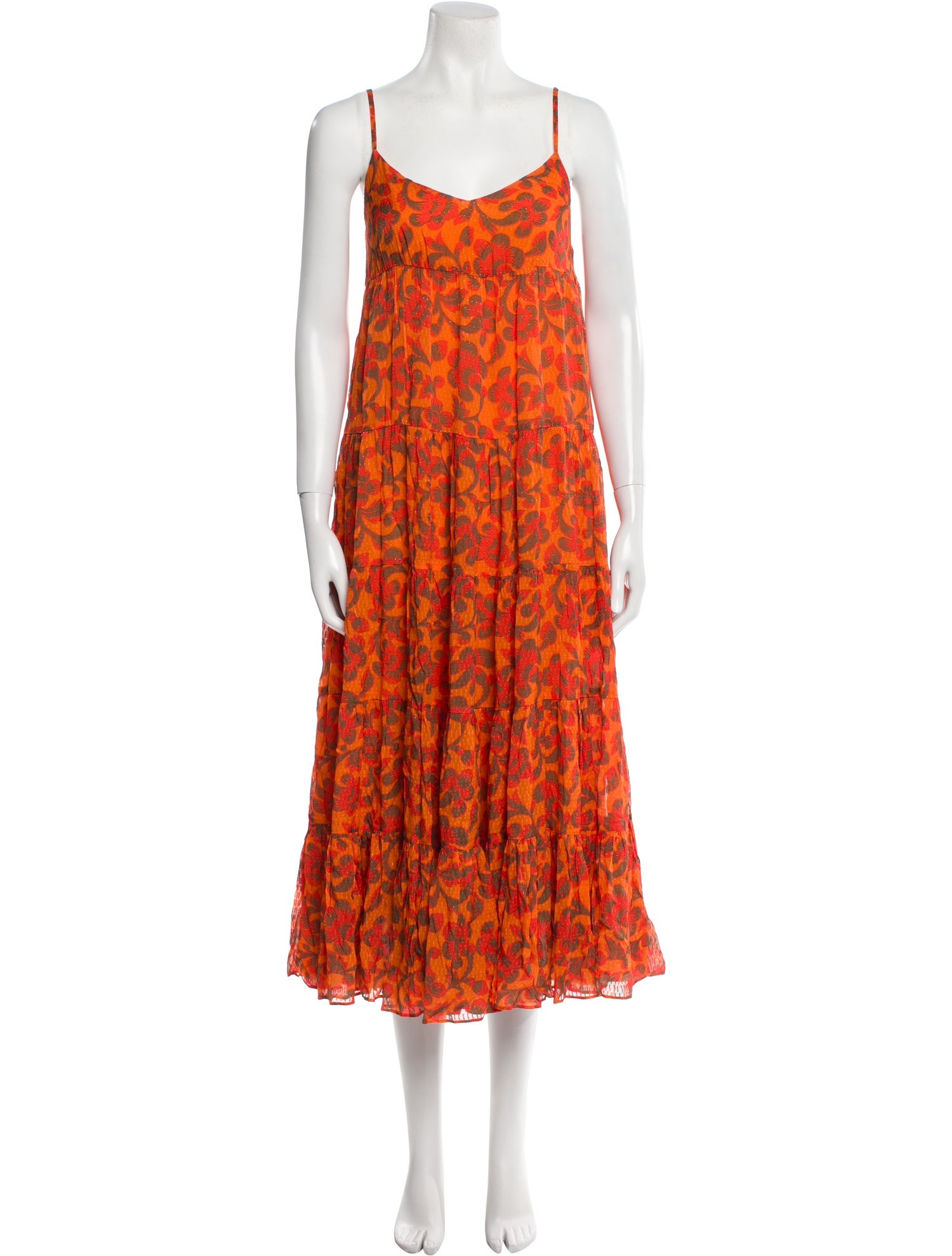 RHODE Floral Print Midi Length Dress