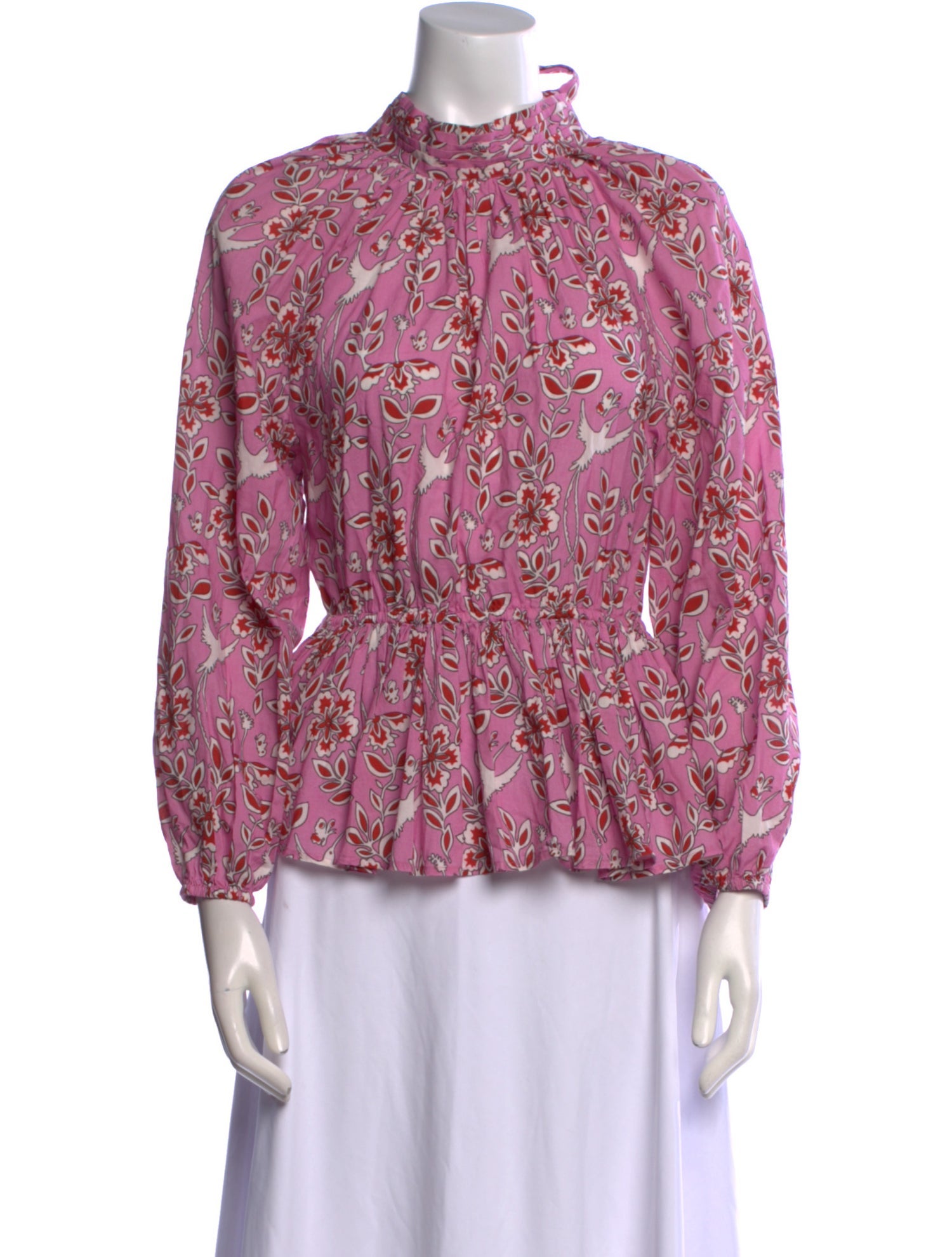 RHODE Floral Print Mock Neck Blouse