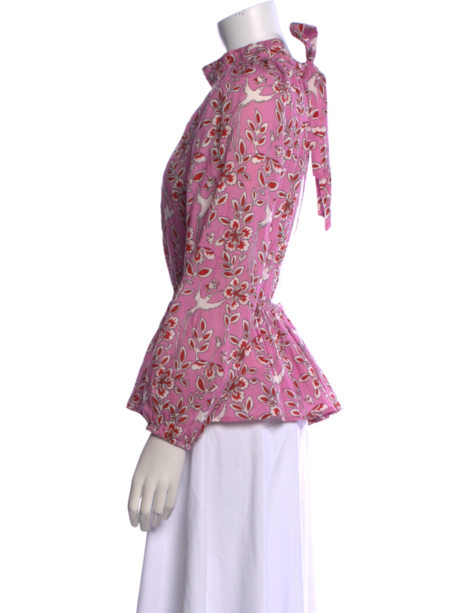 RHODE Floral Print Mock Neck Blouse