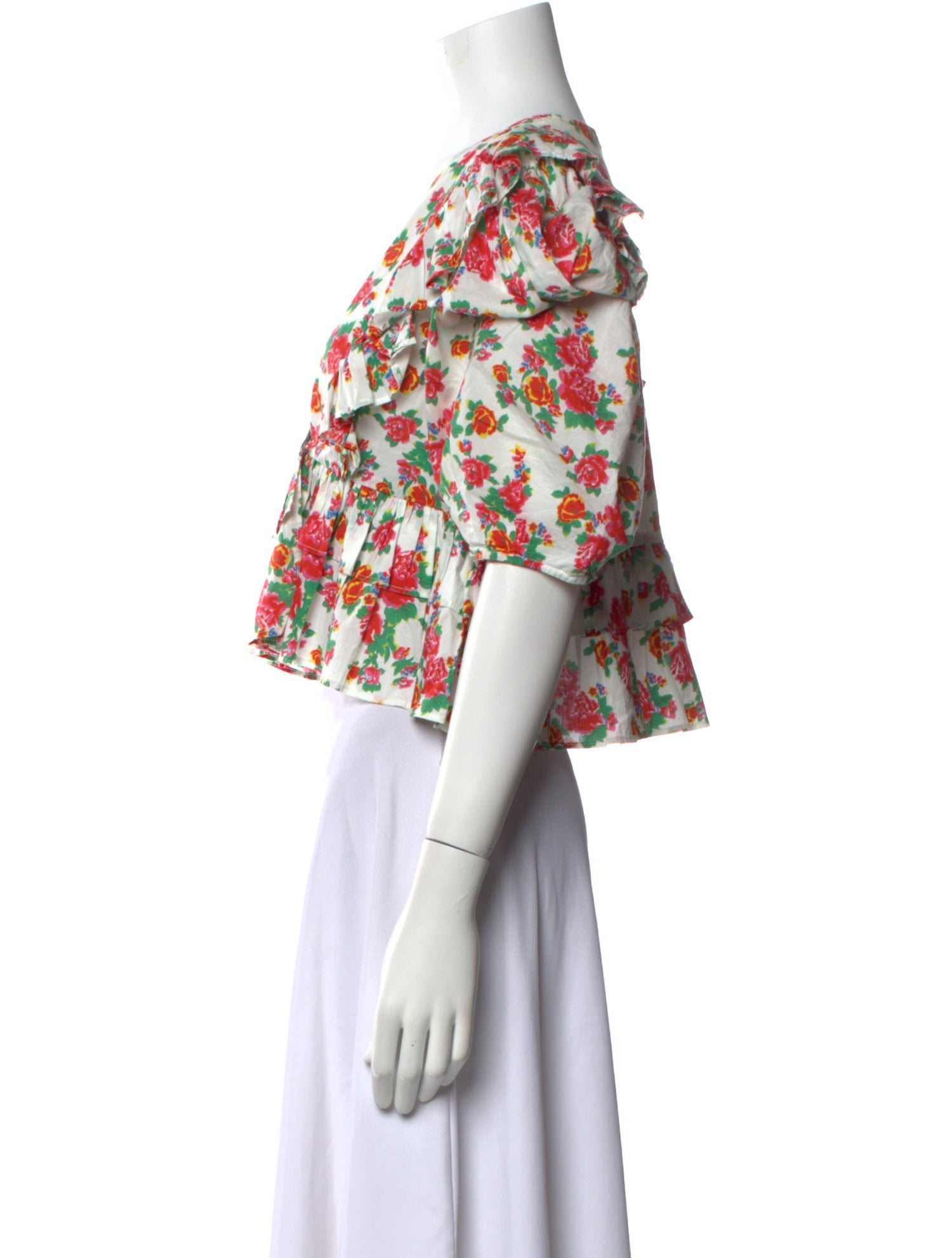 RHODE Floral Print Plunge Neckline Crop Top