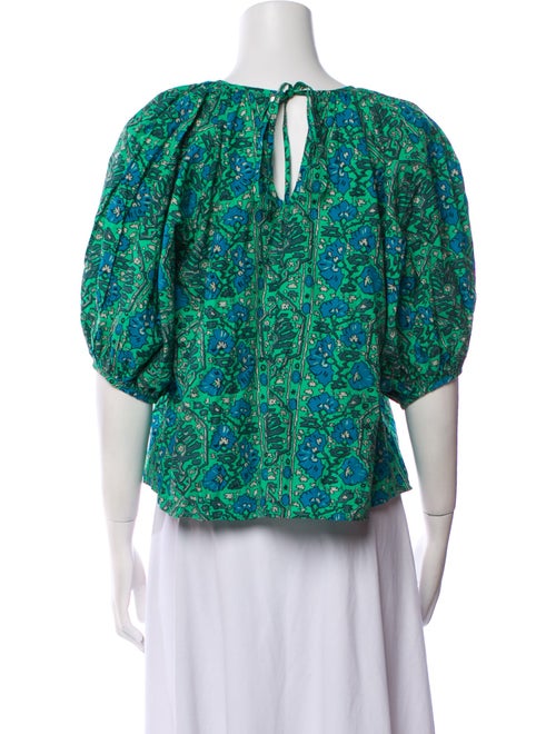 RHODE Floral Print Bateau Neckline Crop Top