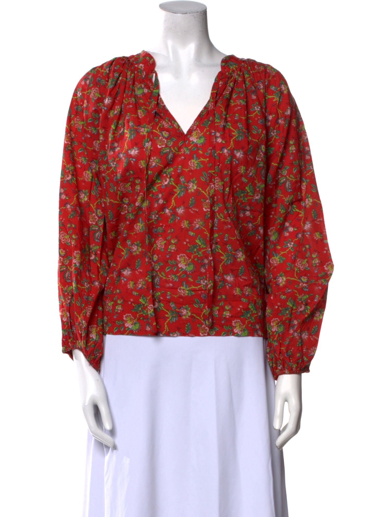 RHODE Floral Print V-Neck Blouse