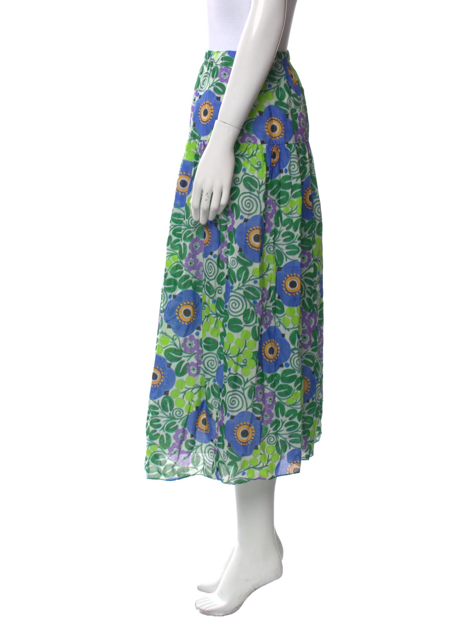 RHODE Floral Print Midi Length Skirt