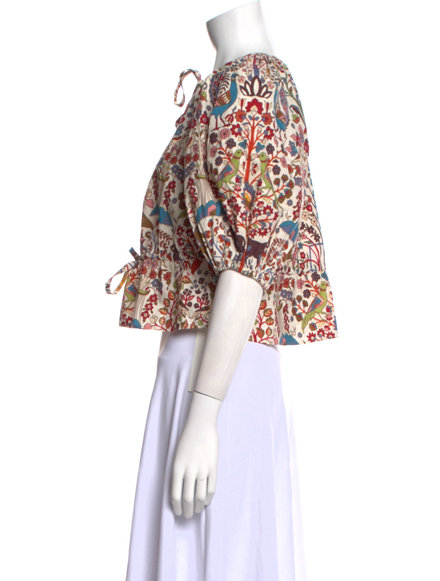 RHODE Floral Print Crew Neck Crop Top