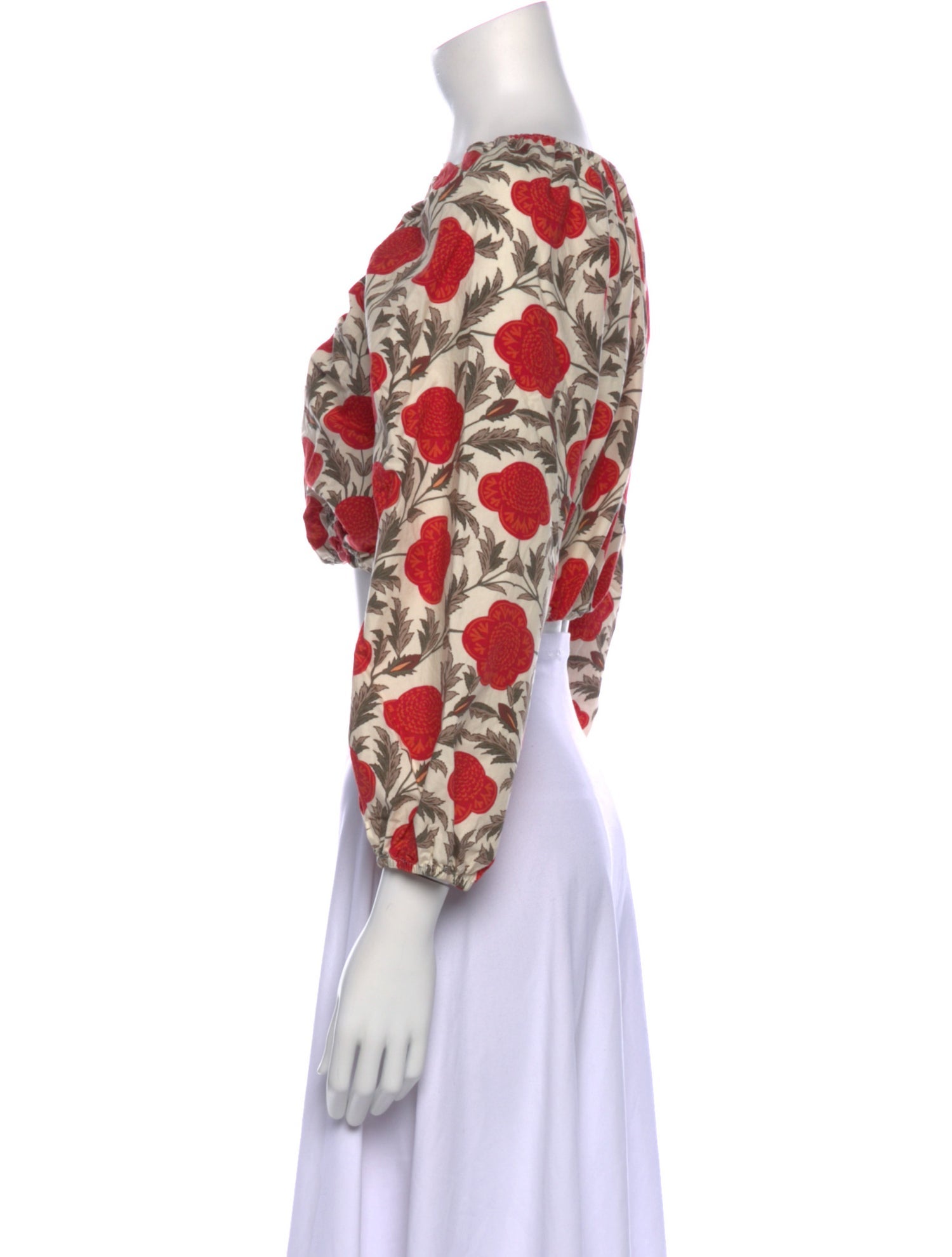 RHODE Floral Print V-Neck Crop Top