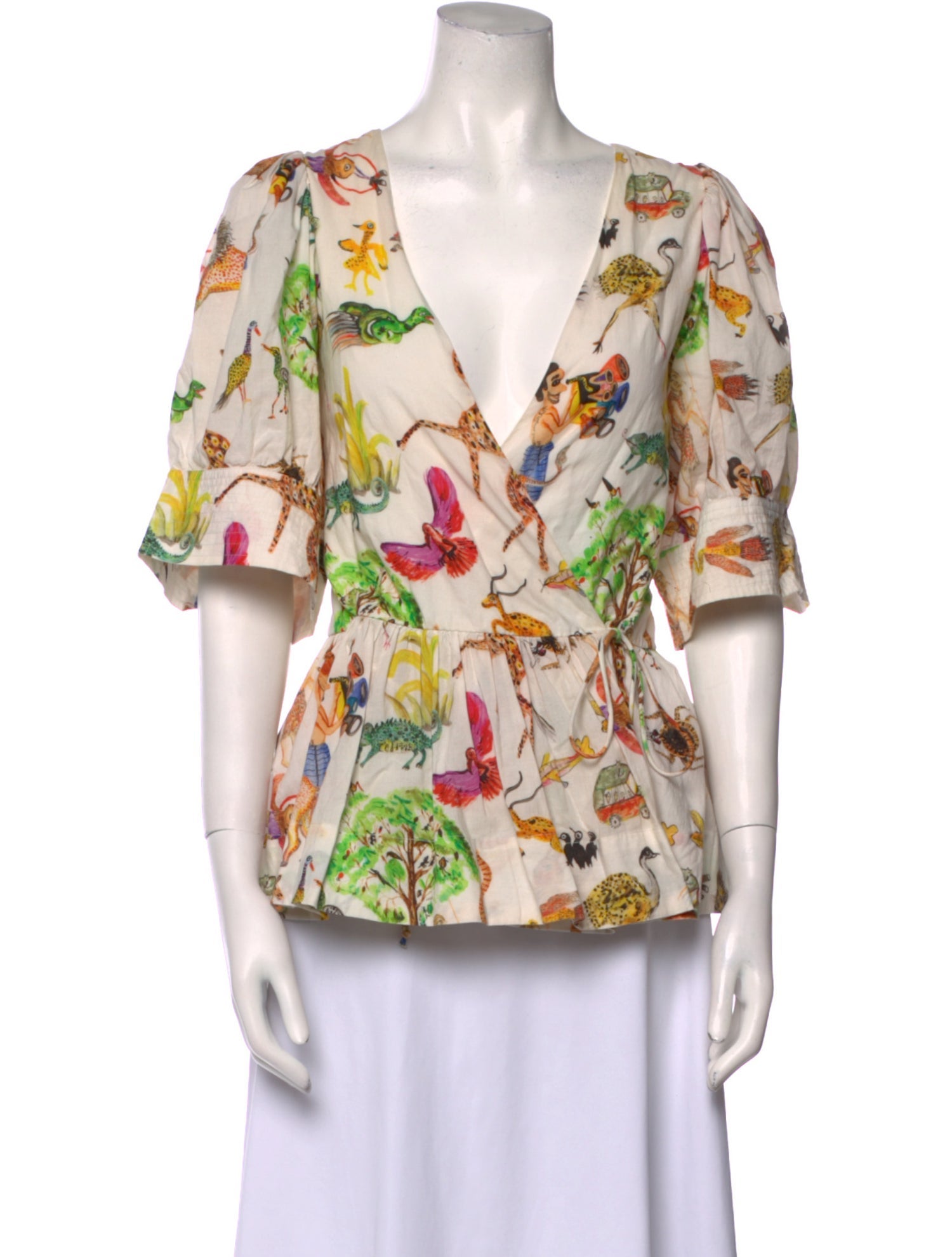 RHODE Floral Print V-Neck Blouse