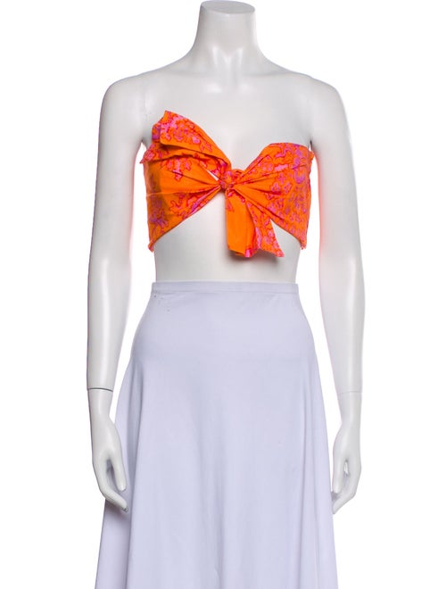 RHODE Linen Floral Print Crop Top