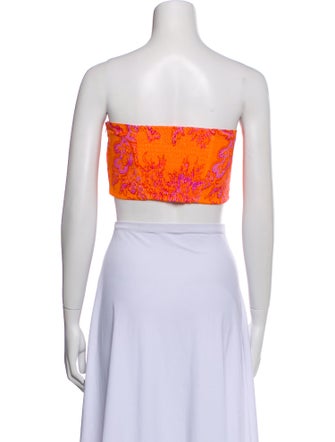 RHODE Linen Floral Print Crop Top