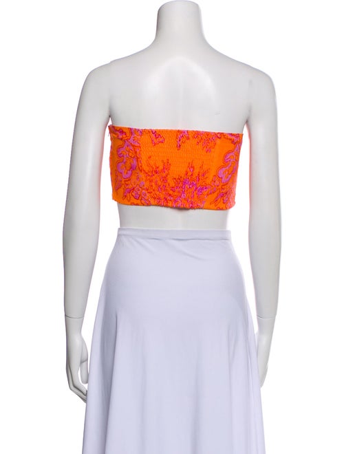 RHODE Linen Floral Print Crop Top