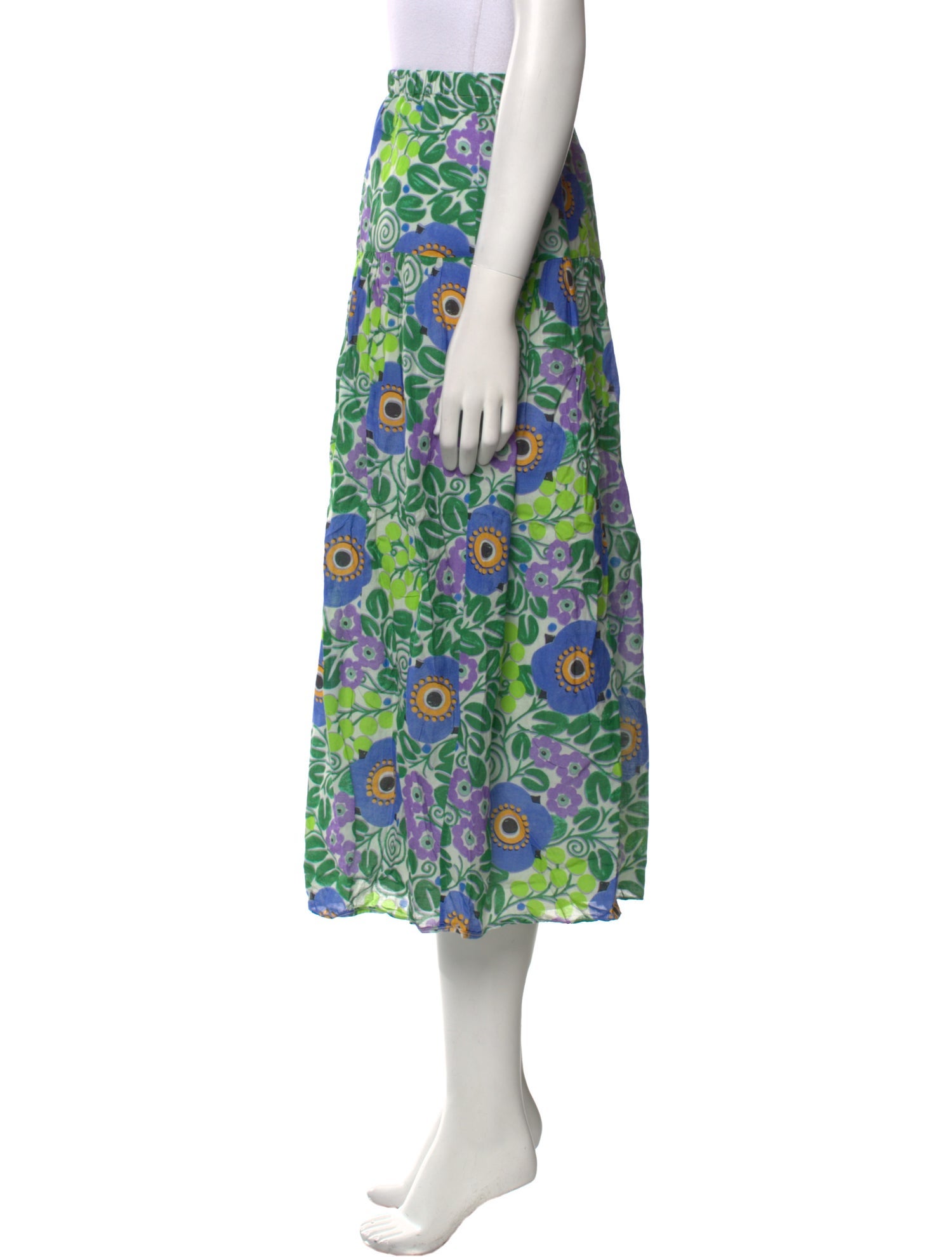 RHODE Floral Print Midi Length Skirt