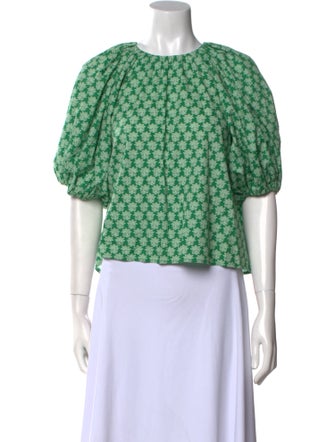 RHODE Floral Print Crew Neck Crop Top