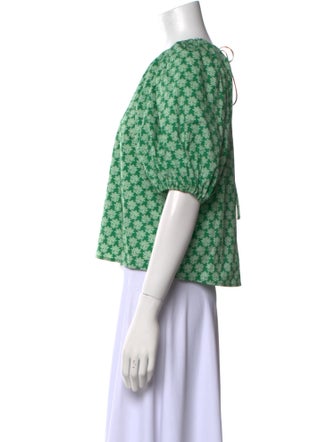 RHODE Floral Print Crew Neck Crop Top