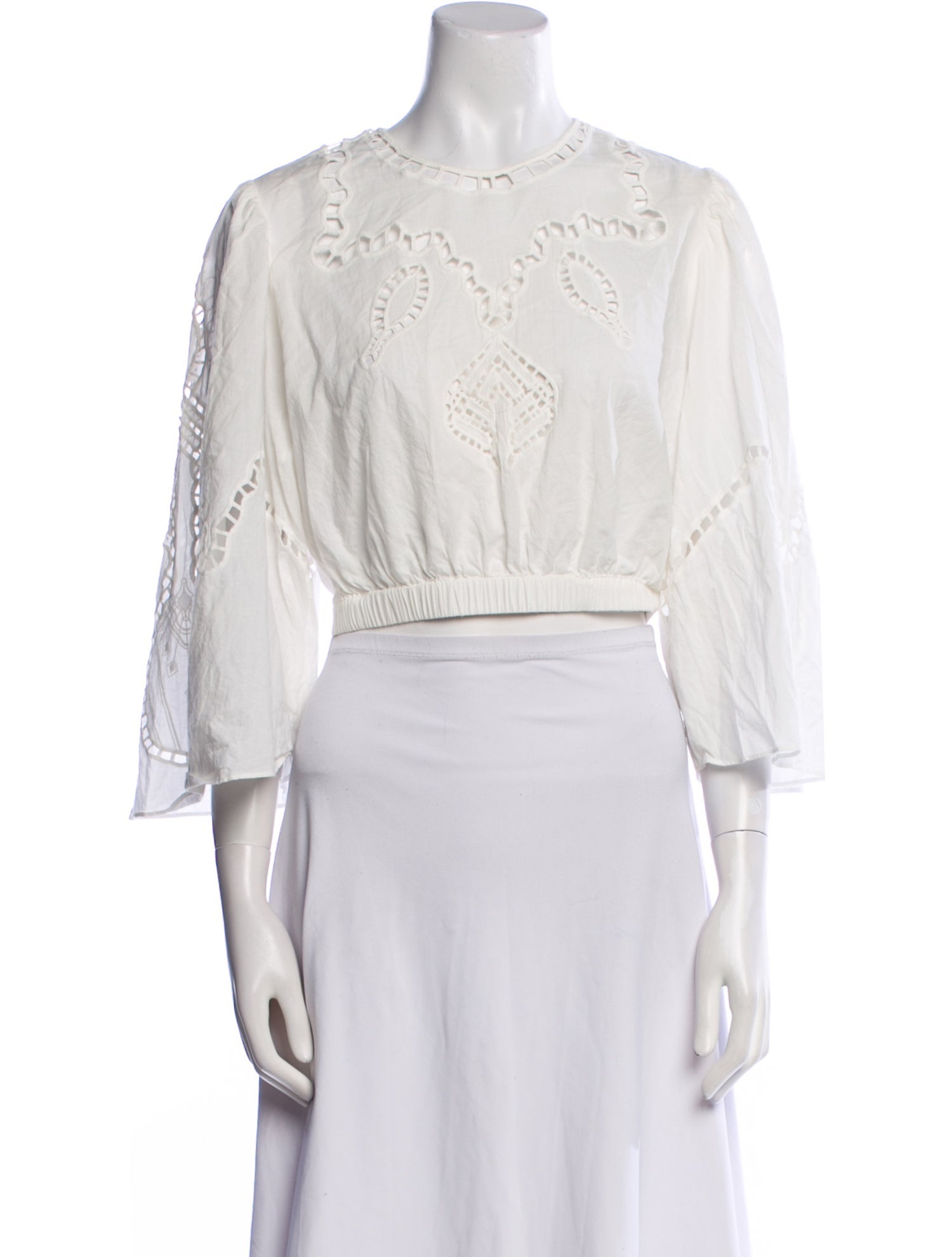 RHODE Crew Neck Three-Quarter Sleeve Crop Top