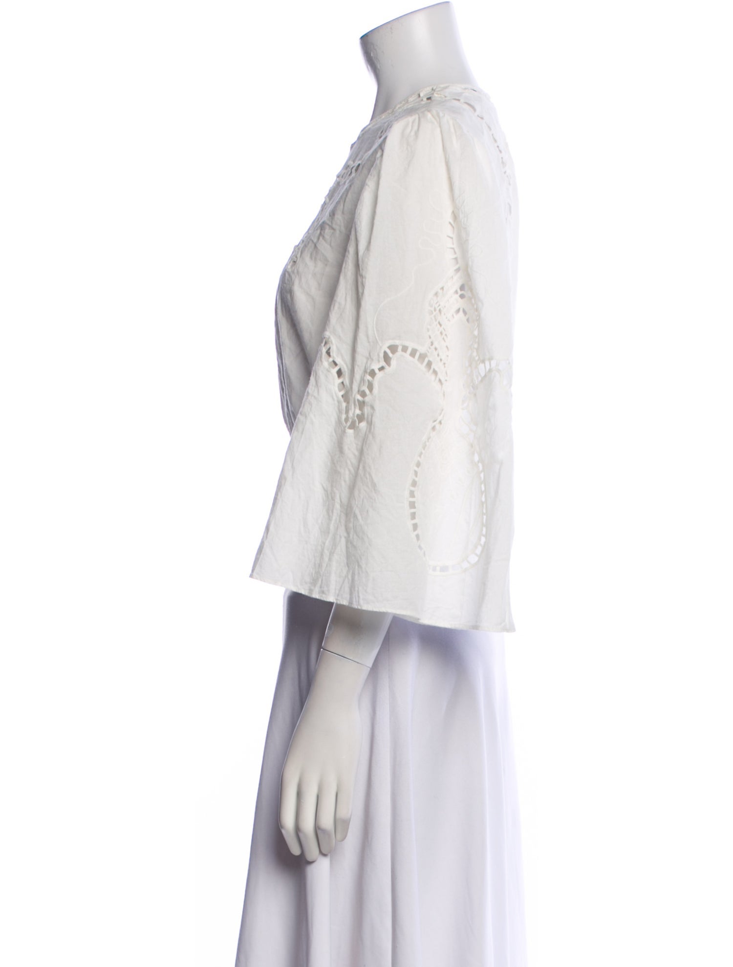 RHODE Crew Neck Three-Quarter Sleeve Crop Top