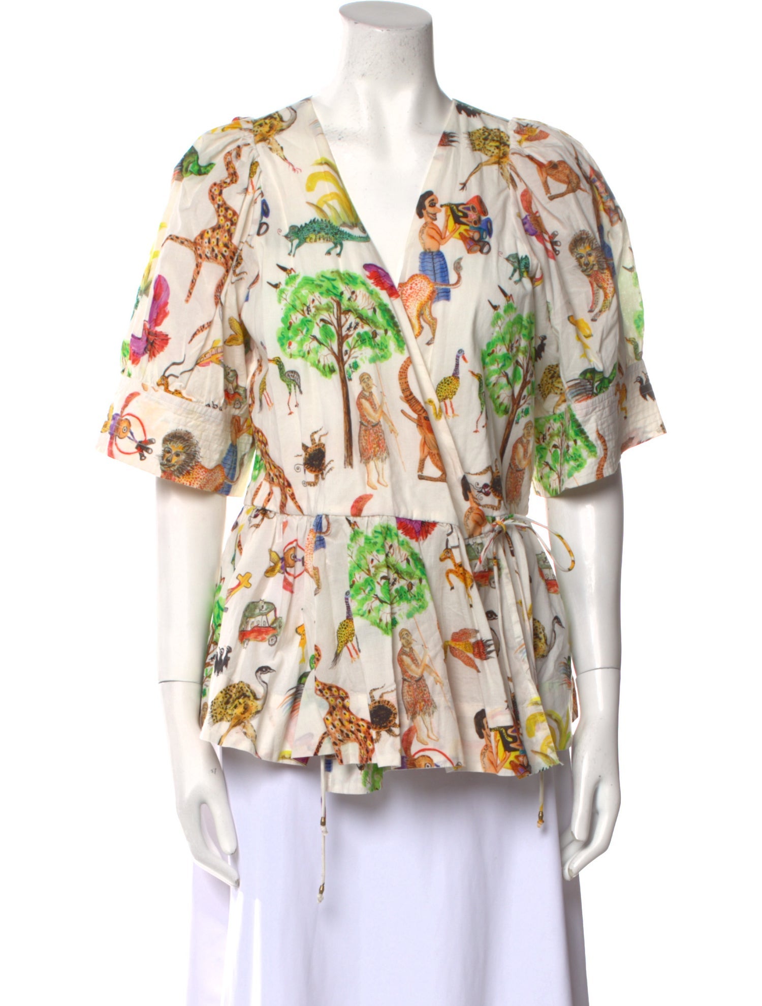 RHODE Floral Print V-Neck Blouse