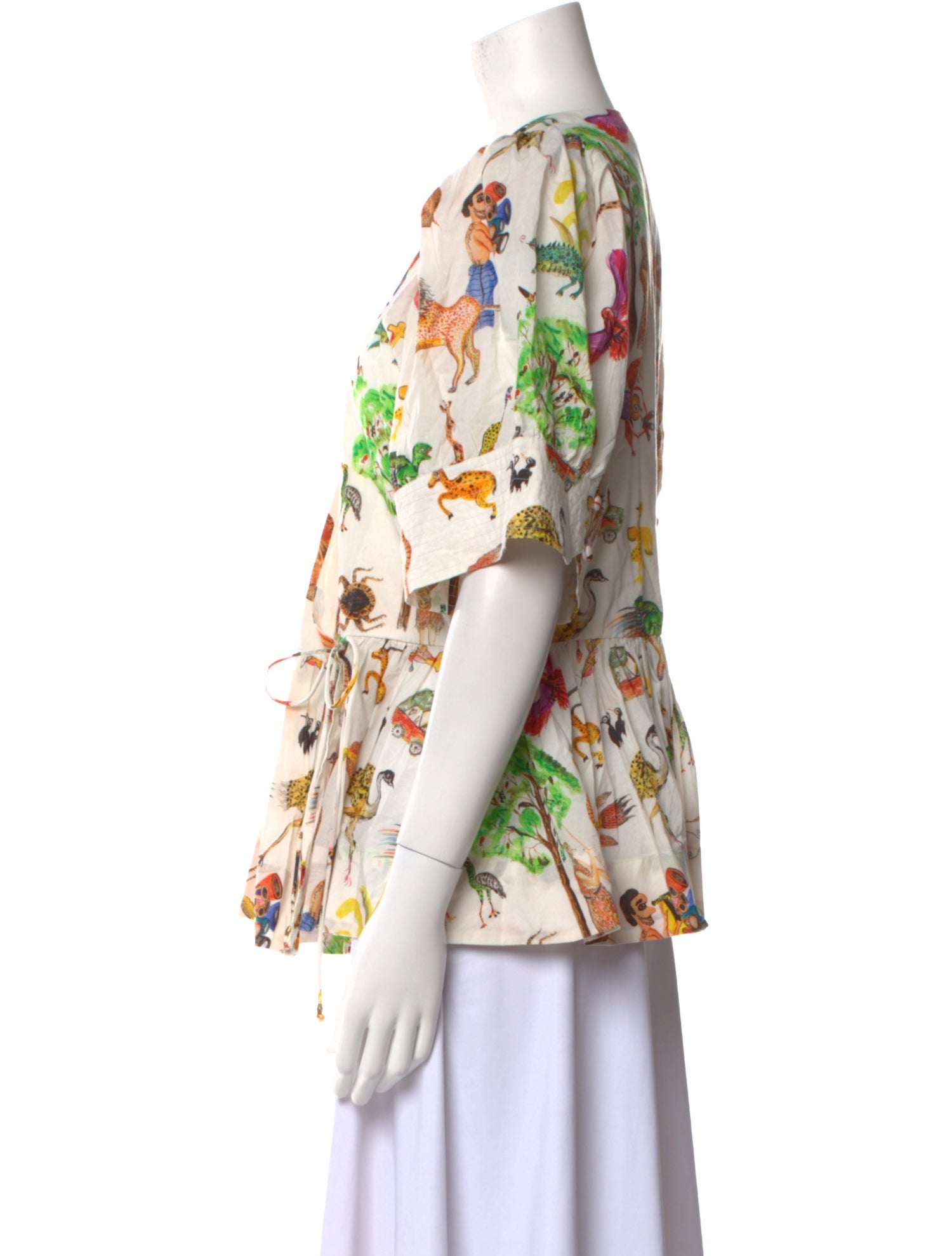 RHODE Floral Print V-Neck Blouse