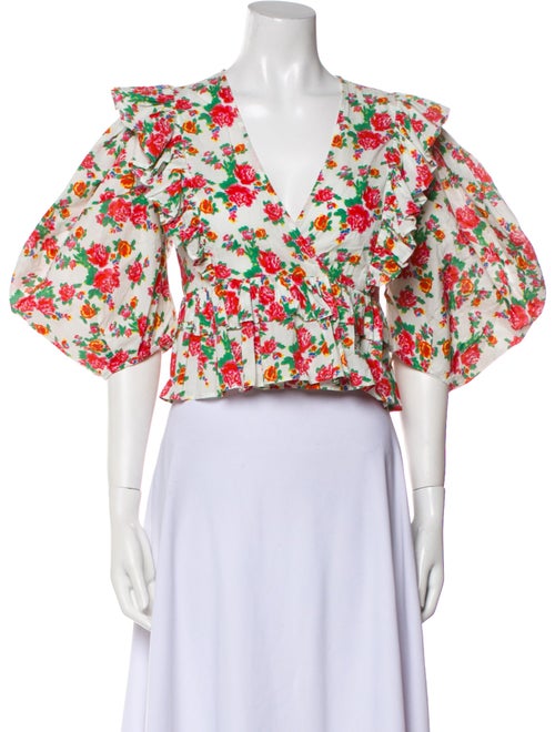 RHODE Floral Print V-Neck Crop Top