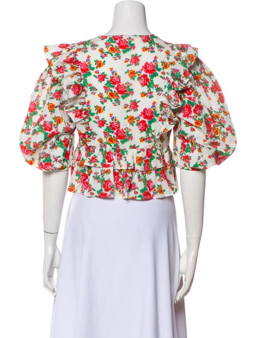 RHODE Floral Print V-Neck Crop Top