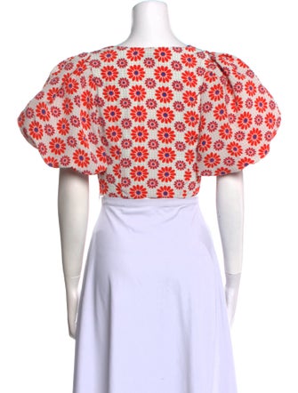 RHODE Floral Print V-Neck Crop Top