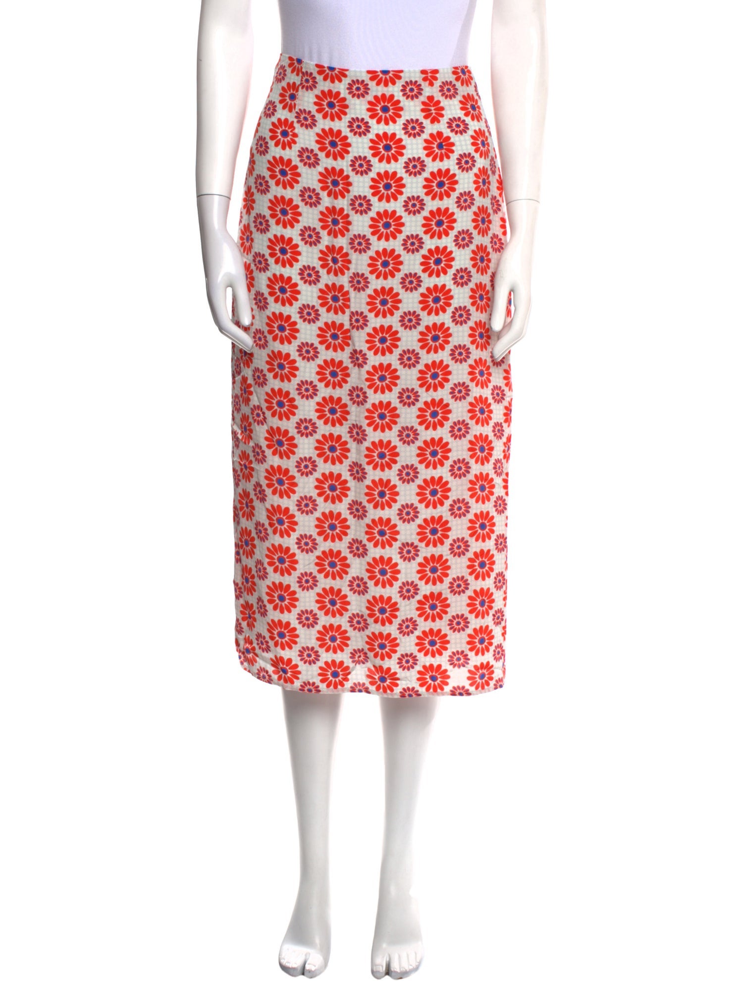 RHODE Floral Print Midi Length Skirt