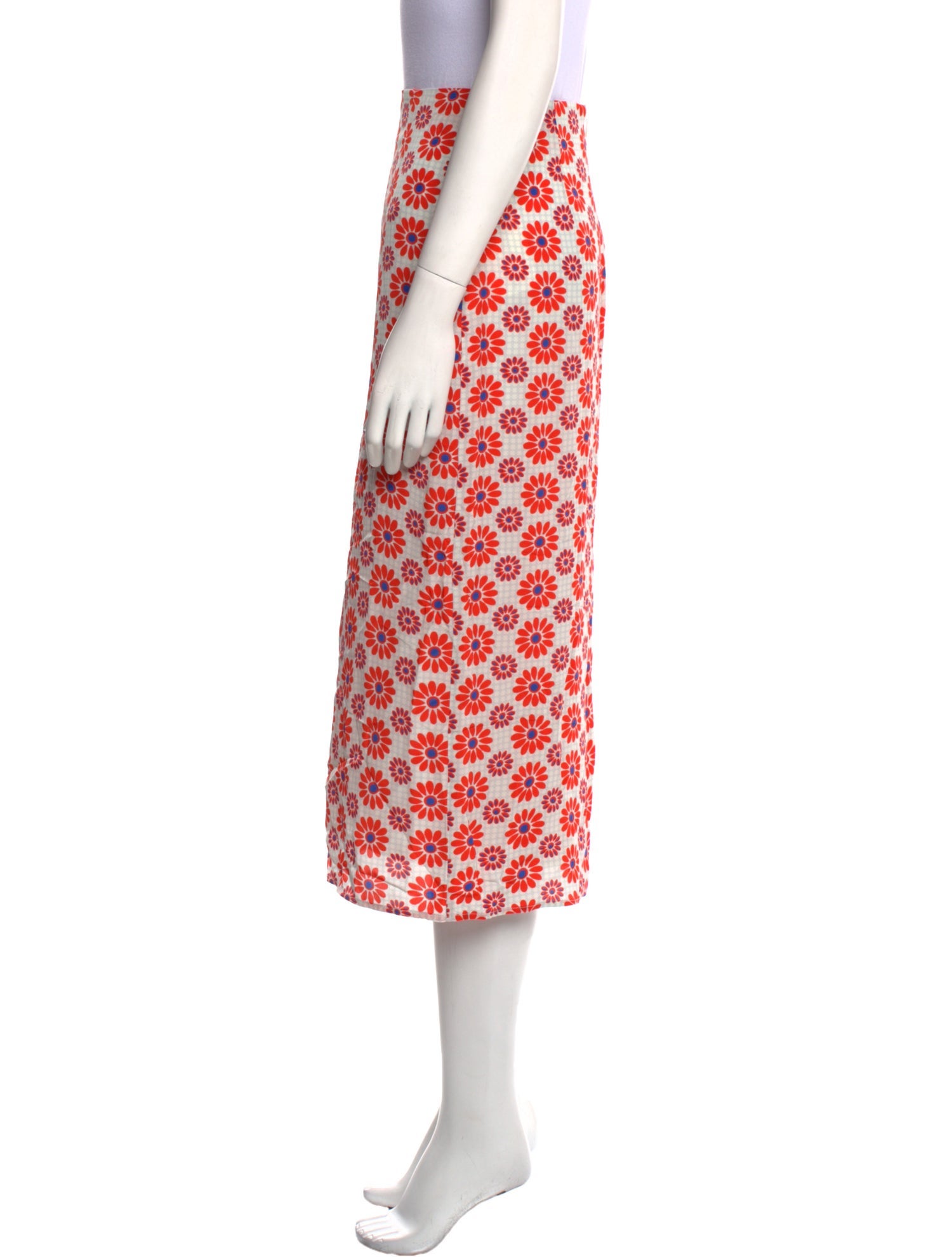 RHODE Floral Print Midi Length Skirt