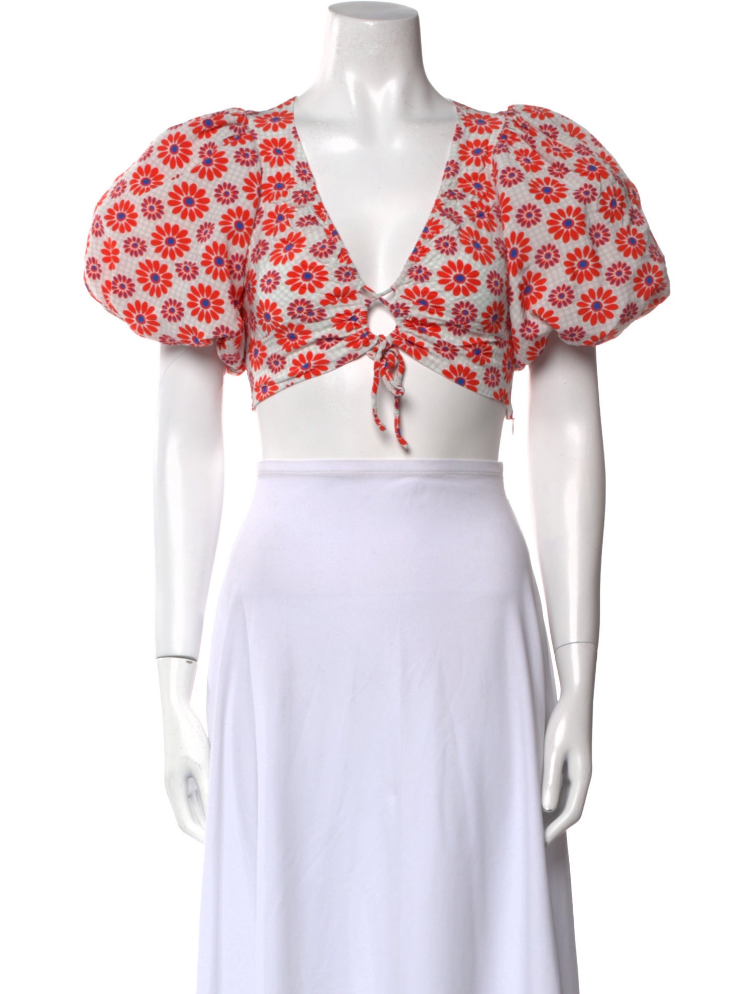 RHODE Floral Print V-Neck Crop Top