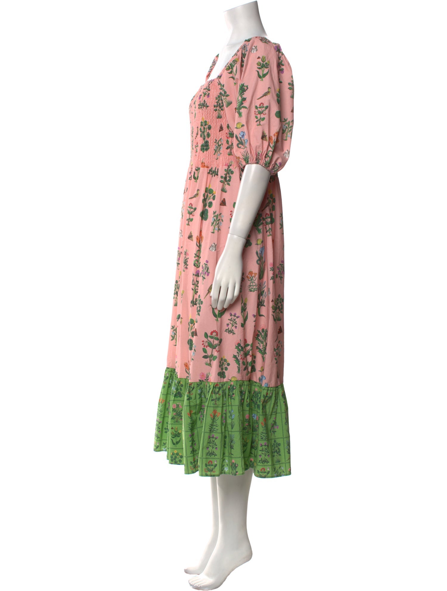 RHODE Floral Print Midi Length Dress