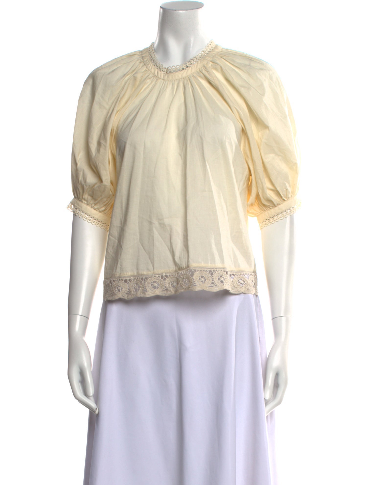 RHODE Crew Neck Three-Quarter Sleeve Crop Top