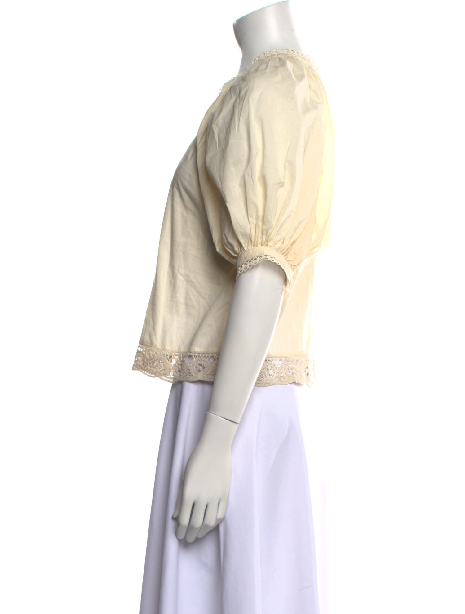 RHODE Crew Neck Three-Quarter Sleeve Crop Top