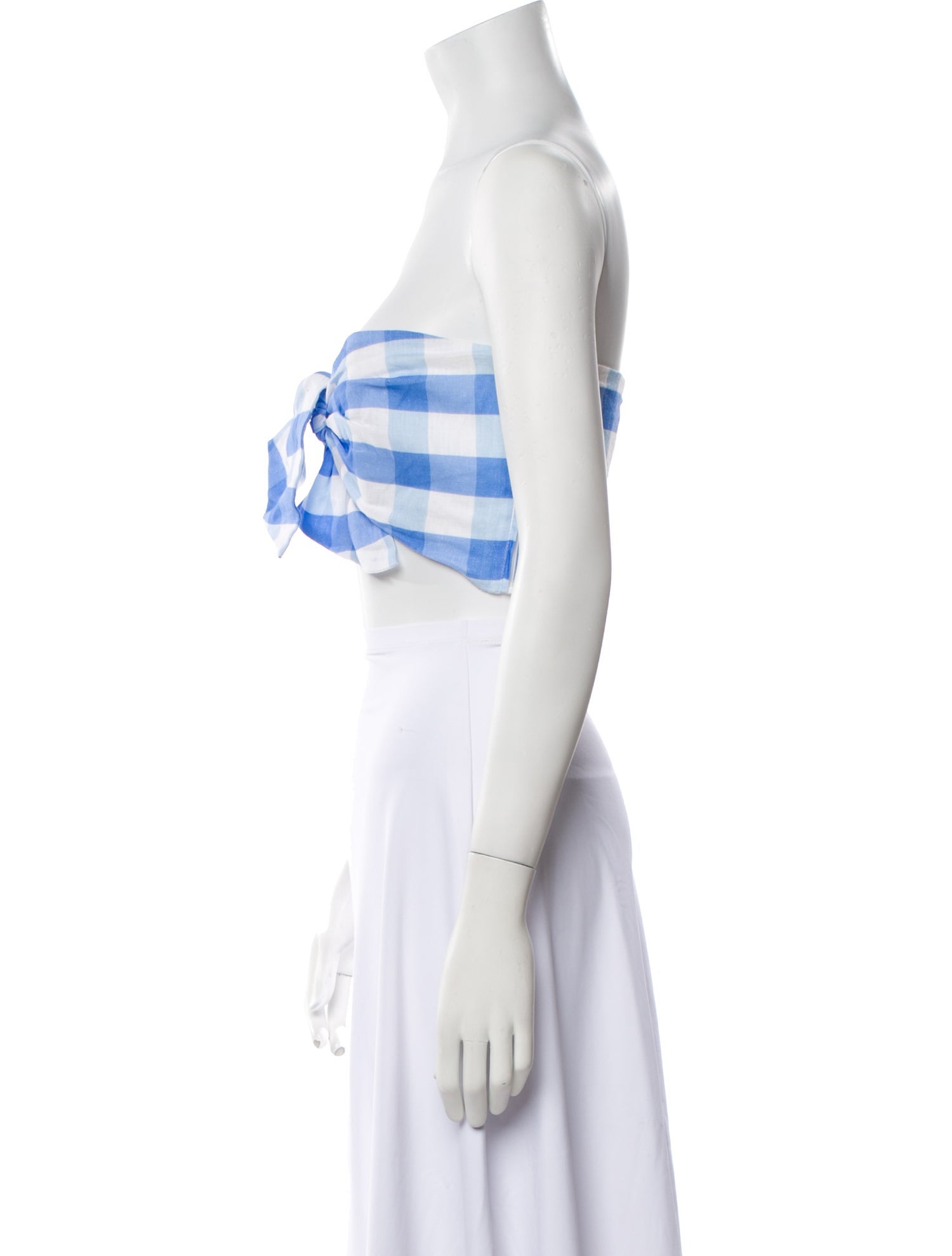 RHODE Linen Plaid Print Crop Top