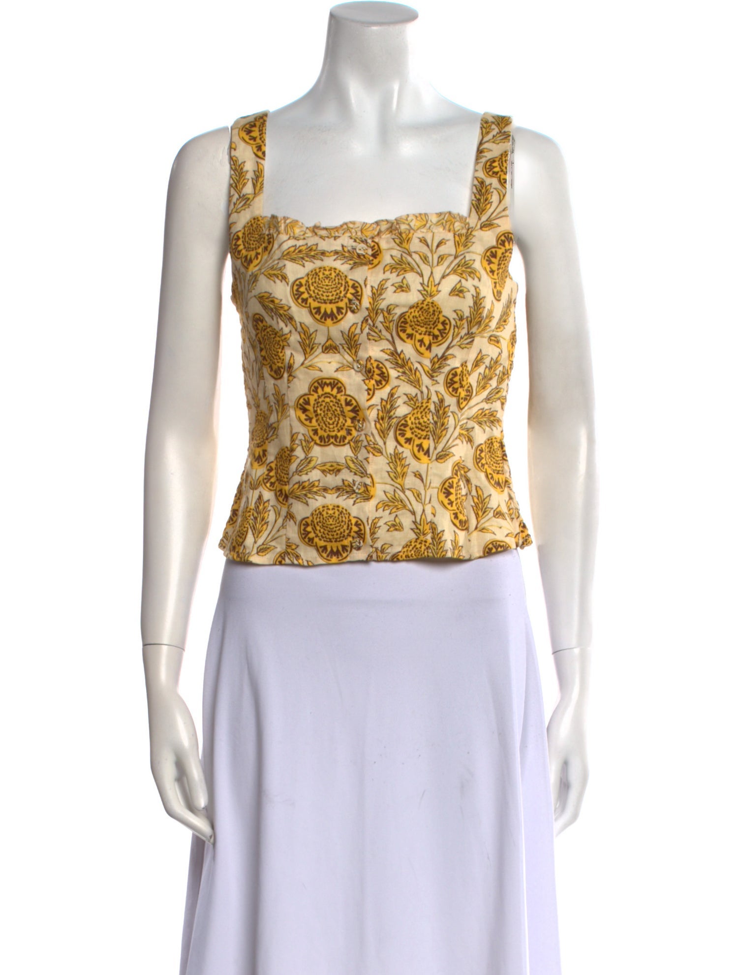 RHODE Linen Paisley Print Crop Top