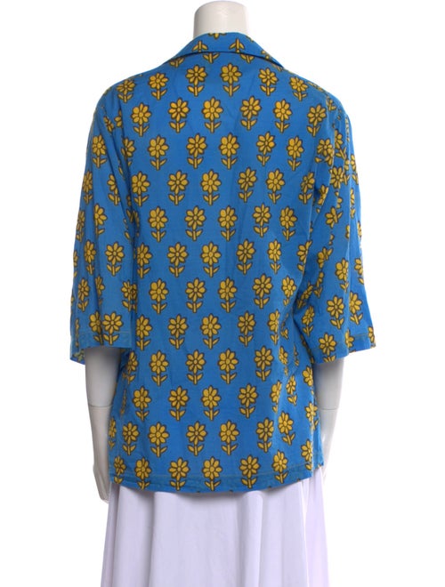 RHODE Printed Three-Quarter Sleeve Button-Up Top