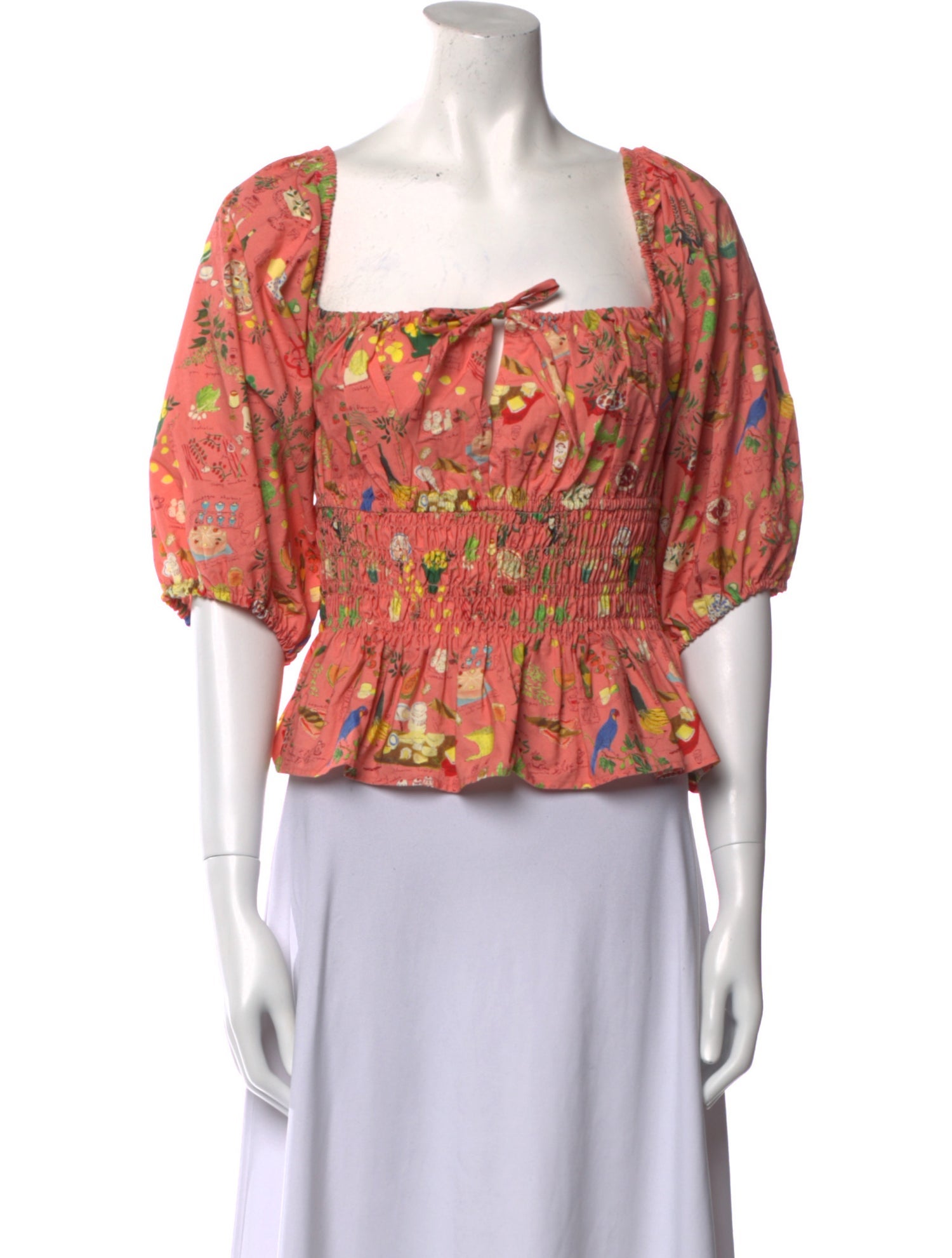 RHODE Floral Print Square Neckline Crop Top