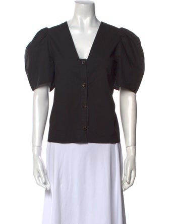 RHODE V-Neck Short Sleeve Button-Up Top