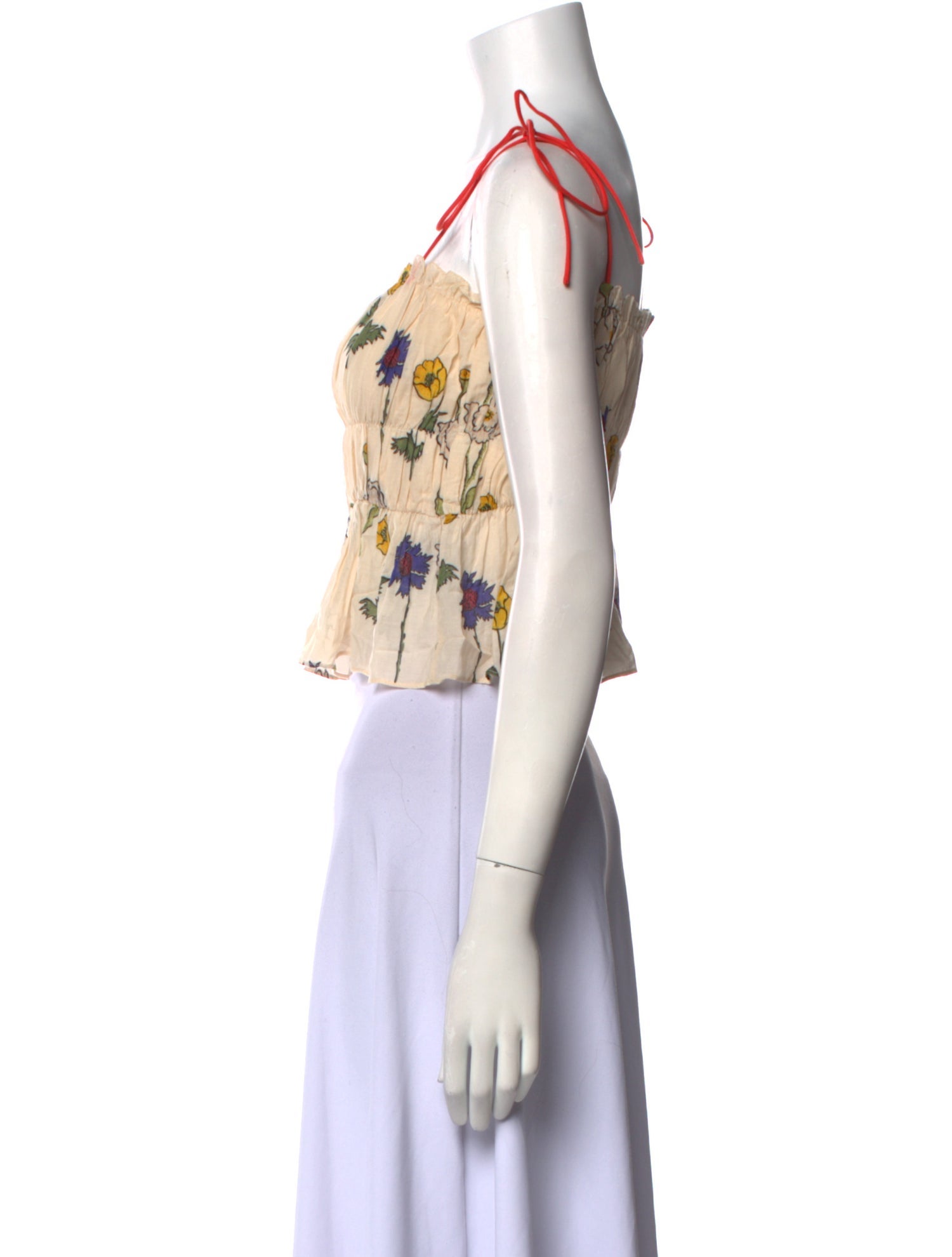 RHODE Floral Print Square Neckline Crop Top