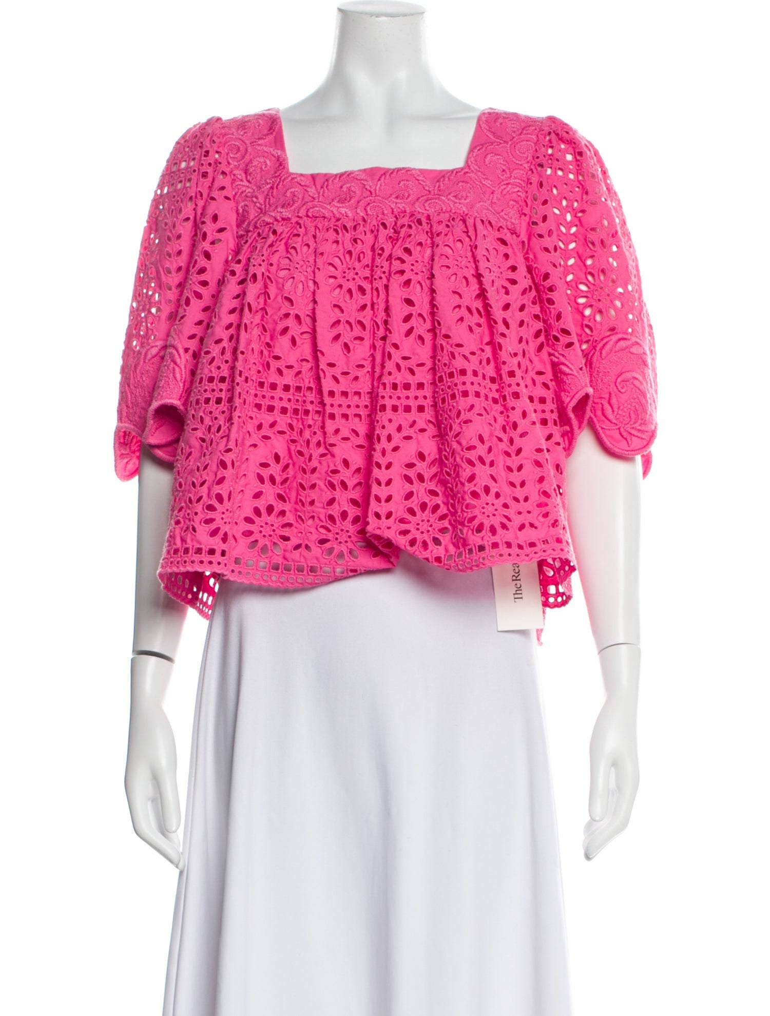 RHODE Square Neckline Three-Quarter Sleeve Crop Top w/ Tags