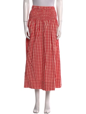 RHODE Plaid Print Midi Length Skirt