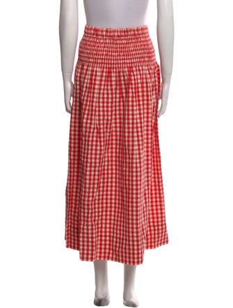 RHODE Plaid Print Midi Length Skirt