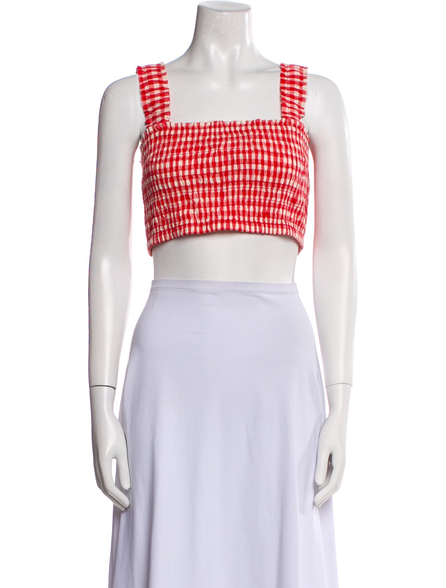 RHODE Plaid Print Square Neckline Crop Top