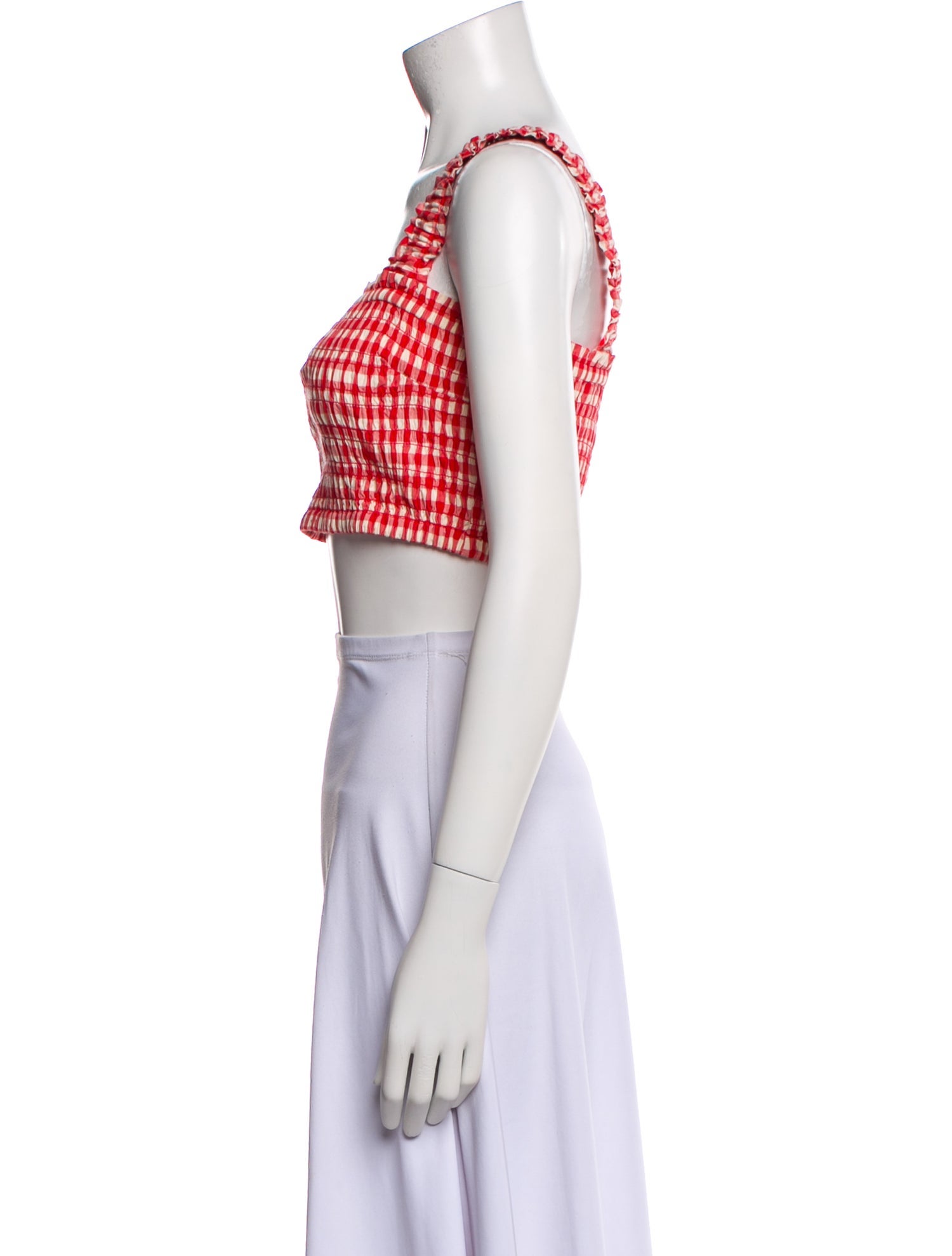 RHODE Plaid Print Square Neckline Crop Top