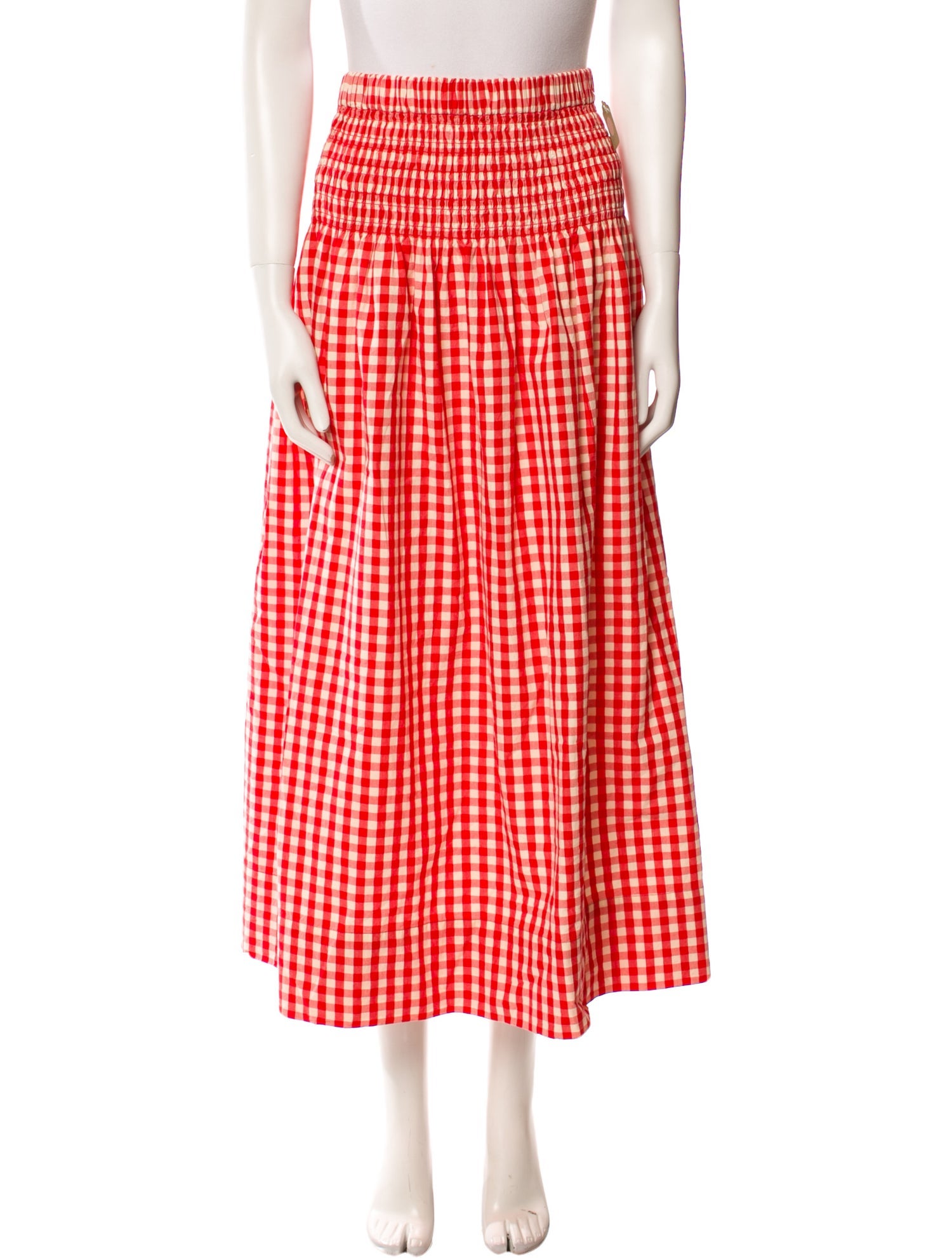 RHODE Plaid Print Midi Length Skirt