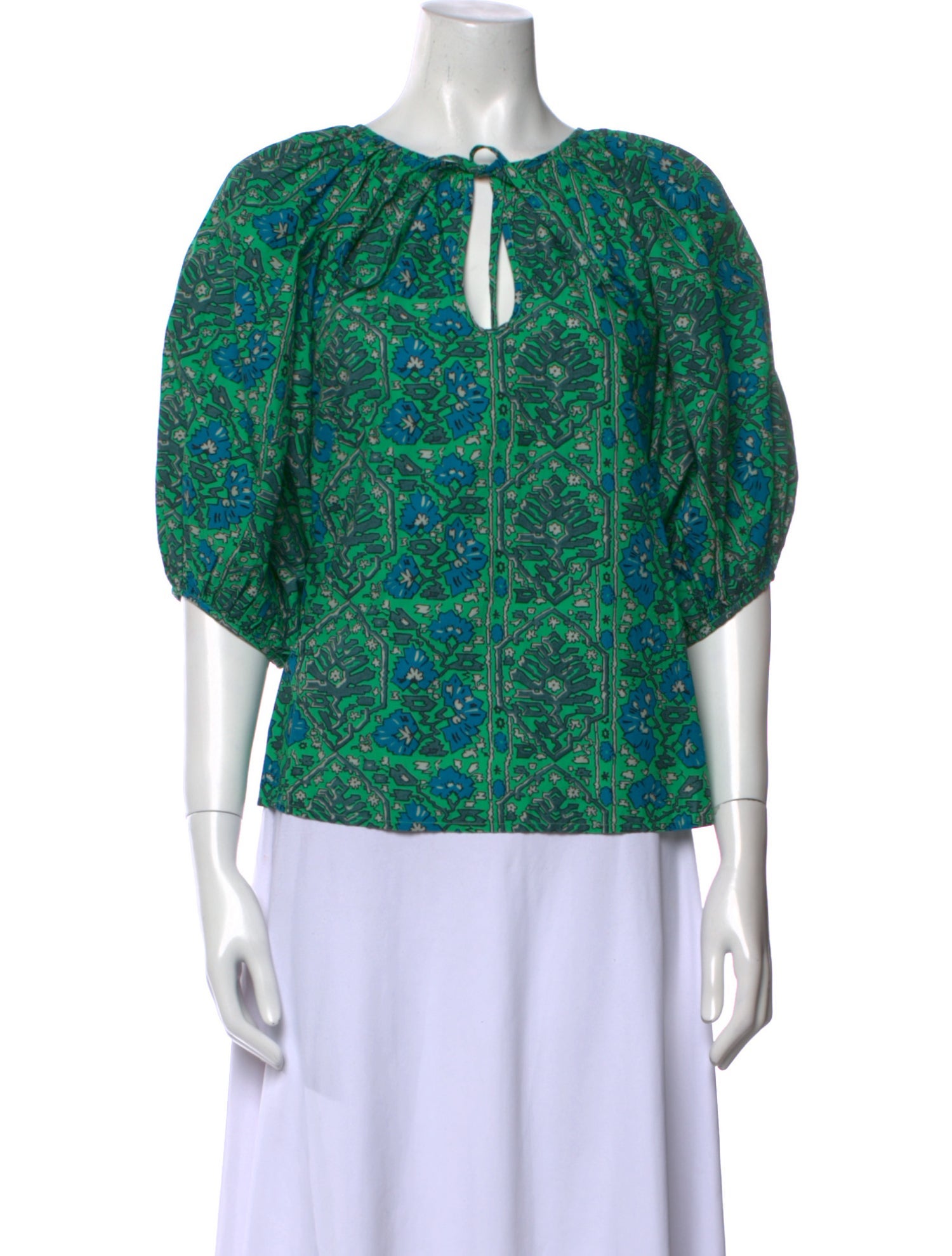 RHODE Printed Tie Neck Blouse