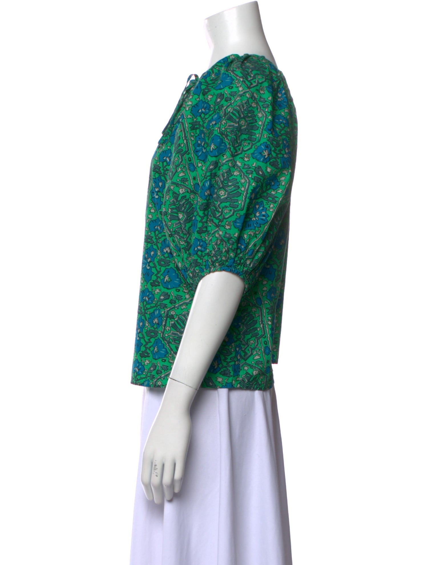 RHODE Printed Tie Neck Blouse